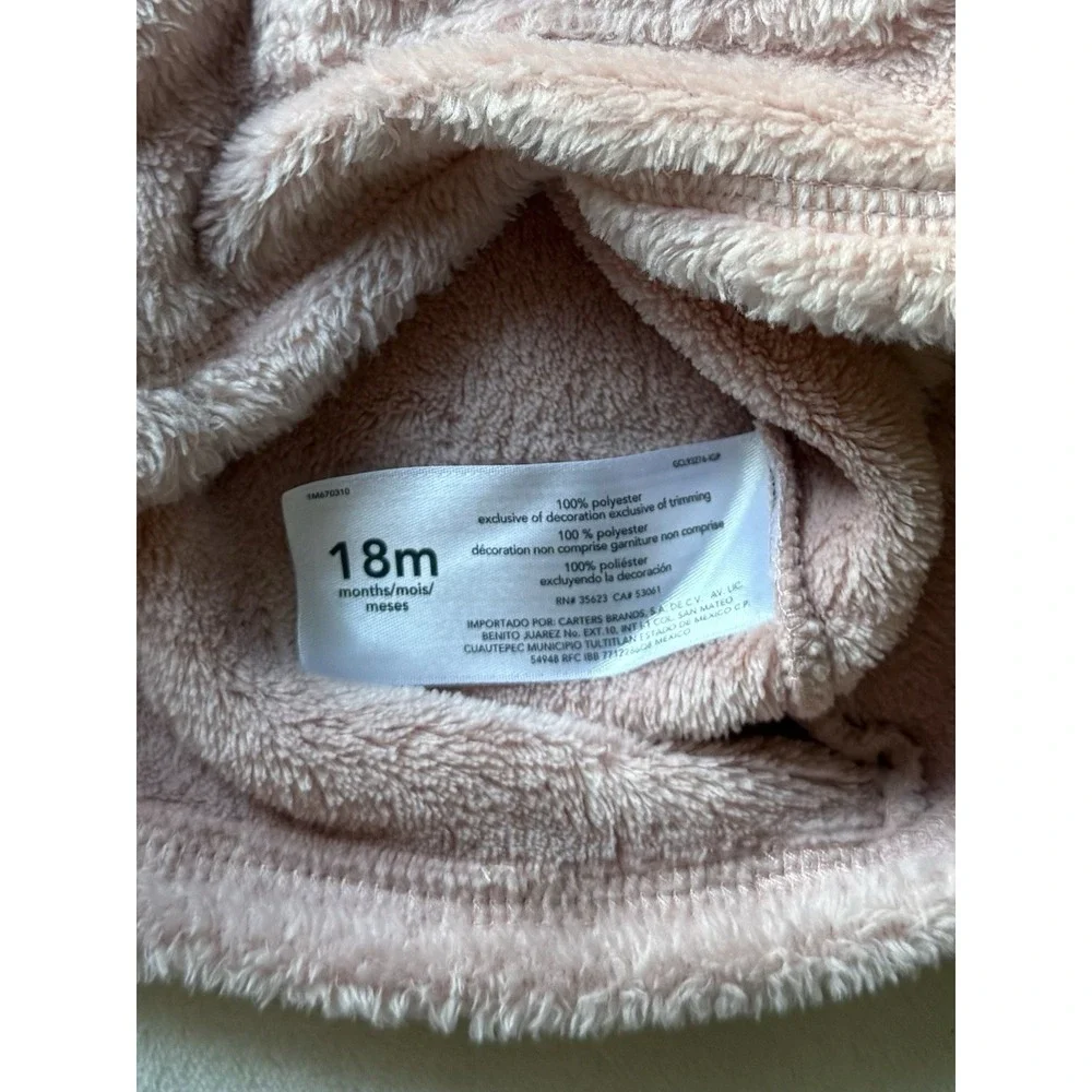 CARTER'S LOT OF 2- Pink Faux Fleece Fur hoodie & White‎ Button Up top 18 Months
